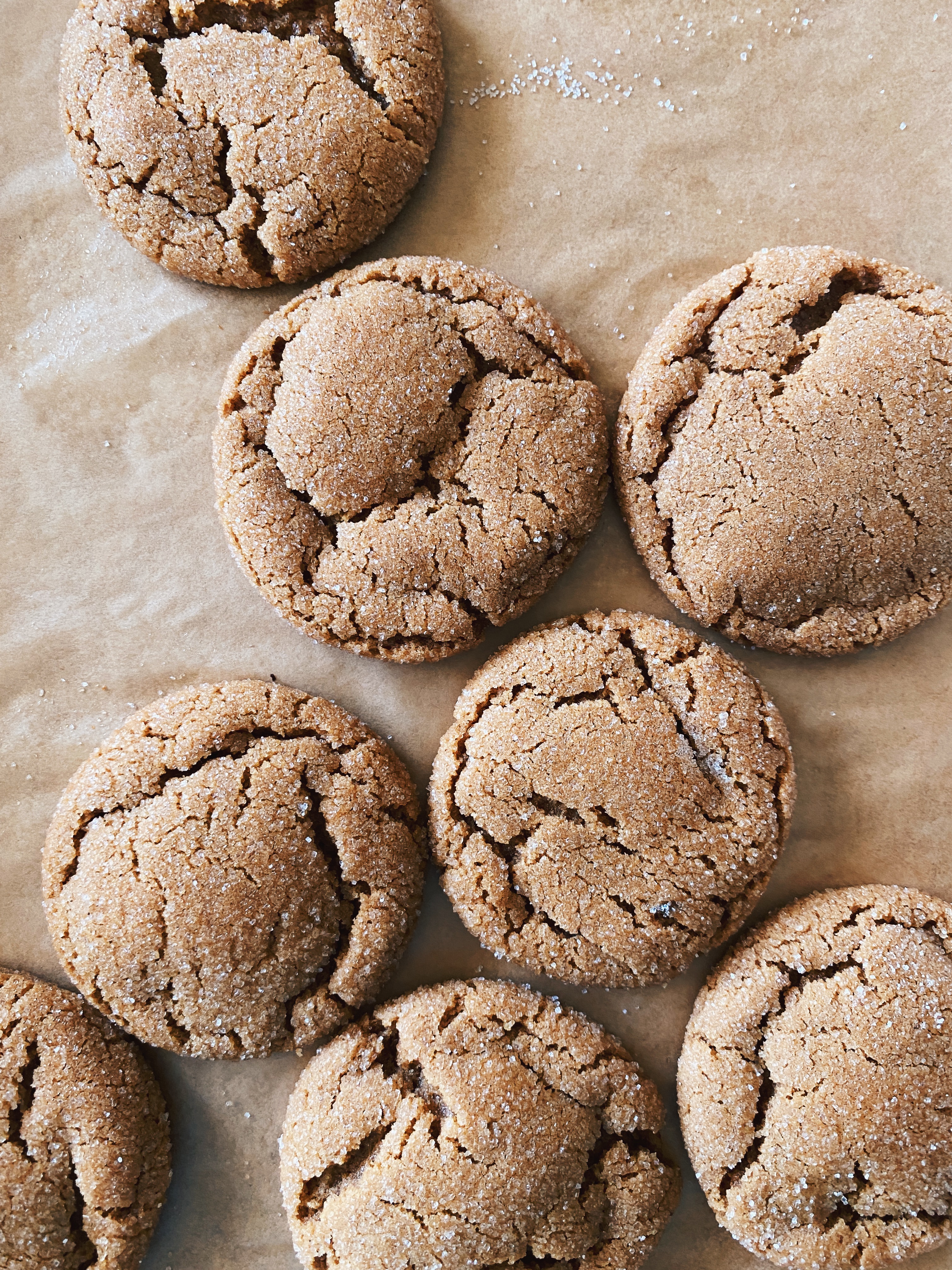 baked molasses cookies on sheet pan