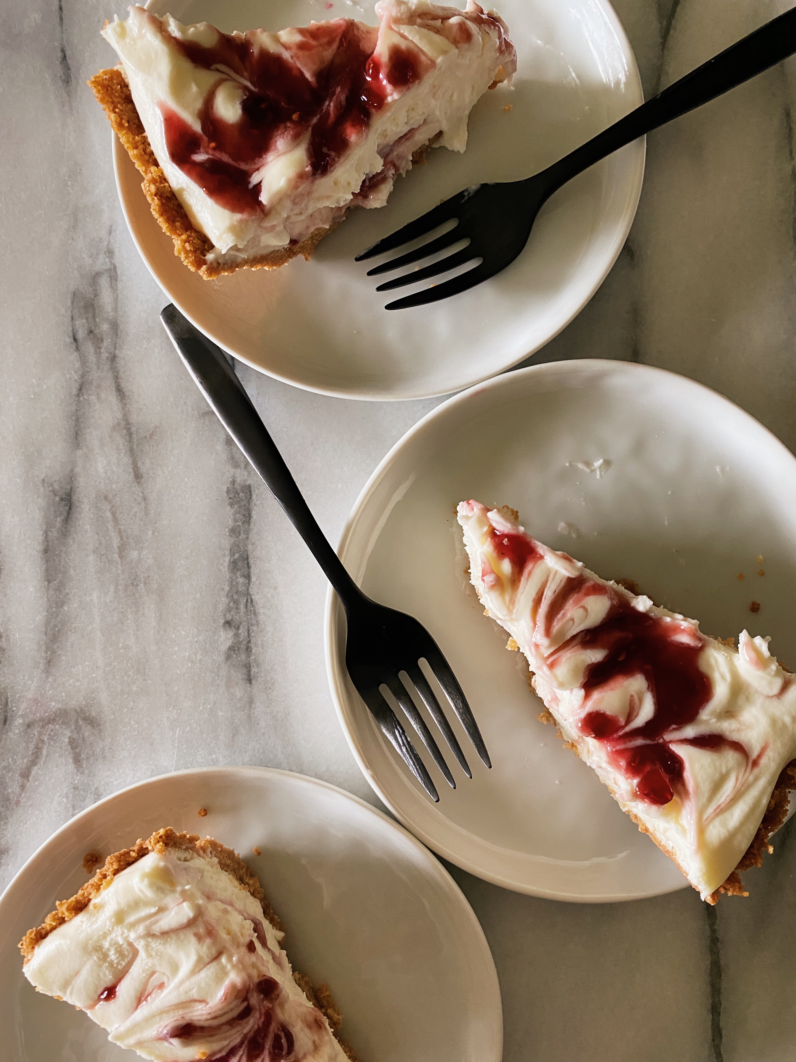 slices of white chocolate raspberry pie