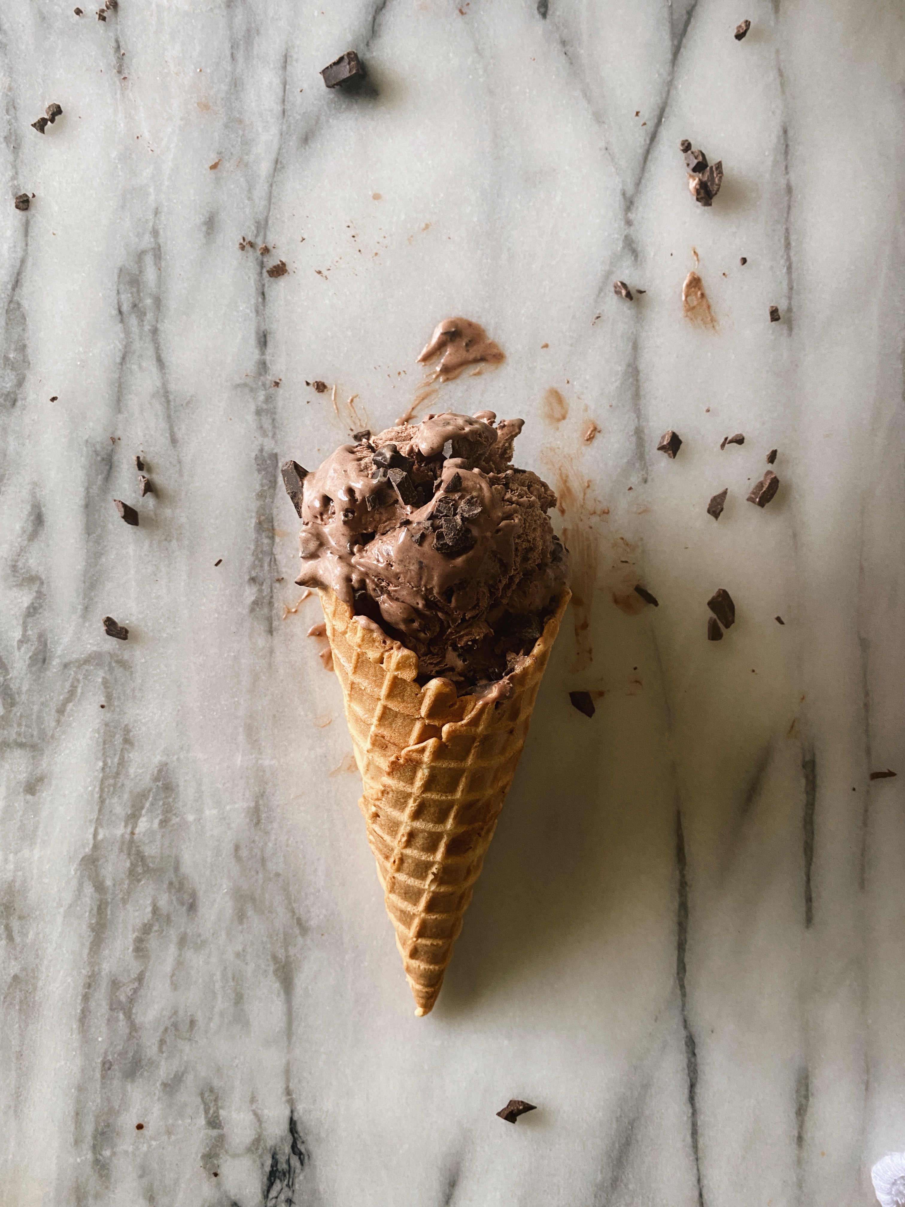 cone of mocha chocolate chunk ice cream
